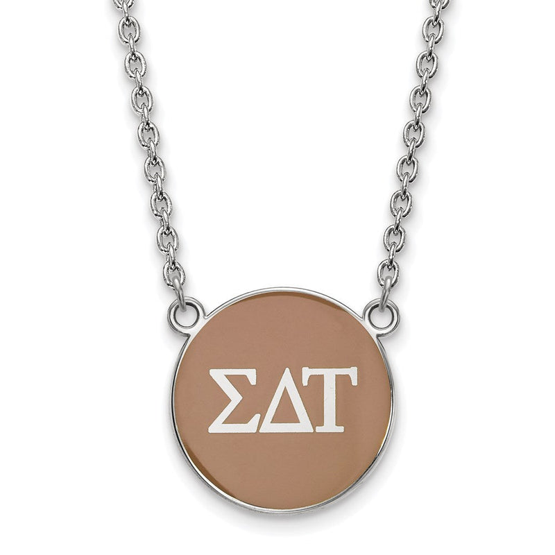 Sterlingsilber Rhodiniert Logoart Sigma Delta Tau Sorority Greek Buchstaben Groß Farbe Emaille Anhänger 18 Zoll Halskette