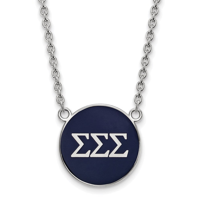 Sterlingsilber Rhodiniert Logoart Sigma Sorority Greek Buchstaben Groß Farbe Emaille Anhänger 18 Zoll Halskette