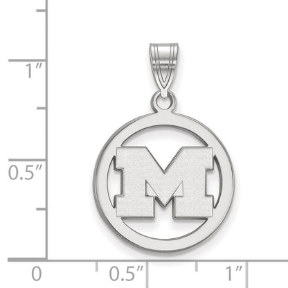 Sterlingsilber Rhodiniert Logoart University Of Michigan Buchstabe M Mittel Kreis Anhänger