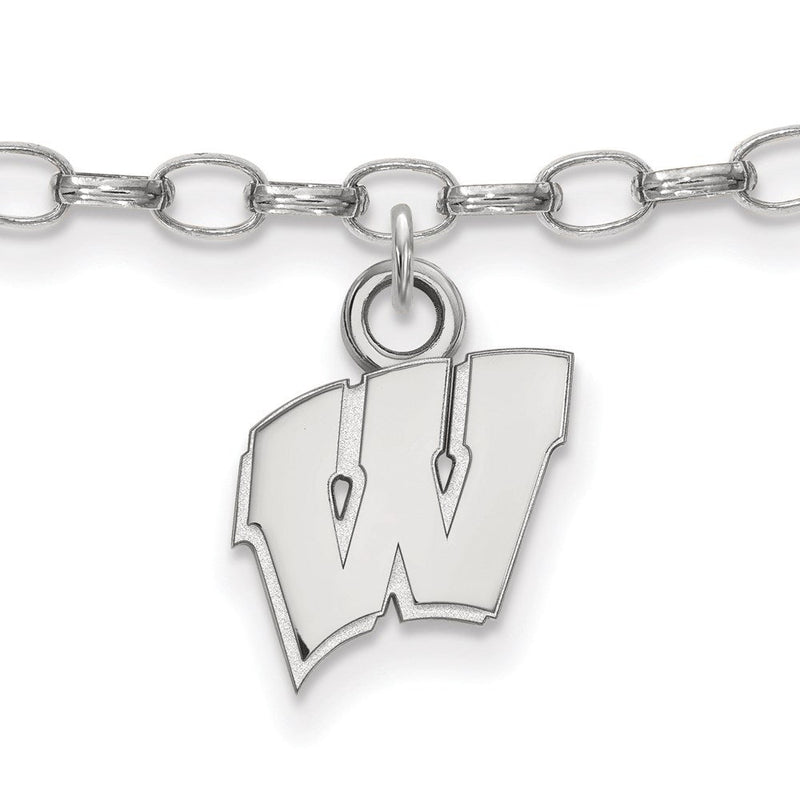 Sterlingsilber Rhodiniert Logoart University Of Wisconsin Fußkettchen
