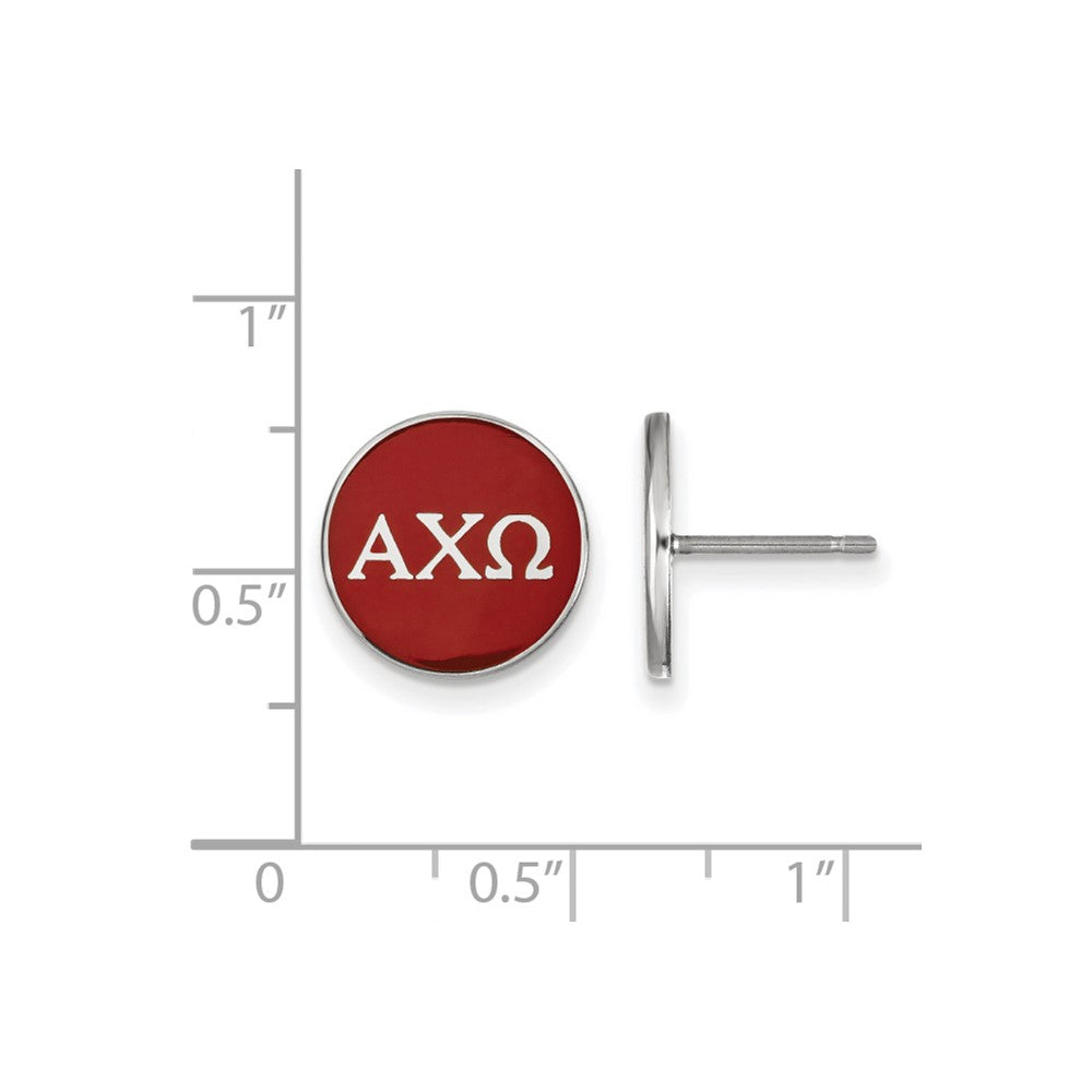 Sterlingsilber Rhodiniert Logoart Alpha Chi Omega Sorority Greek Buchstaben Farbe Emaille Ohrstecker