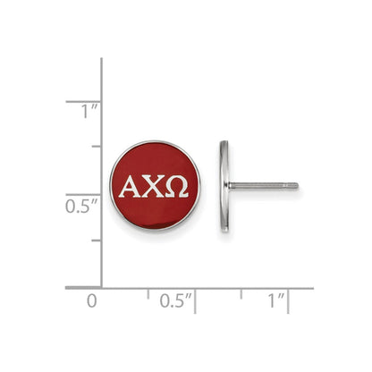 Sterlingsilber Rhodiniert Logoart Alpha Chi Omega Sorority Greek Buchstaben Farbe Emaille Ohrstecker