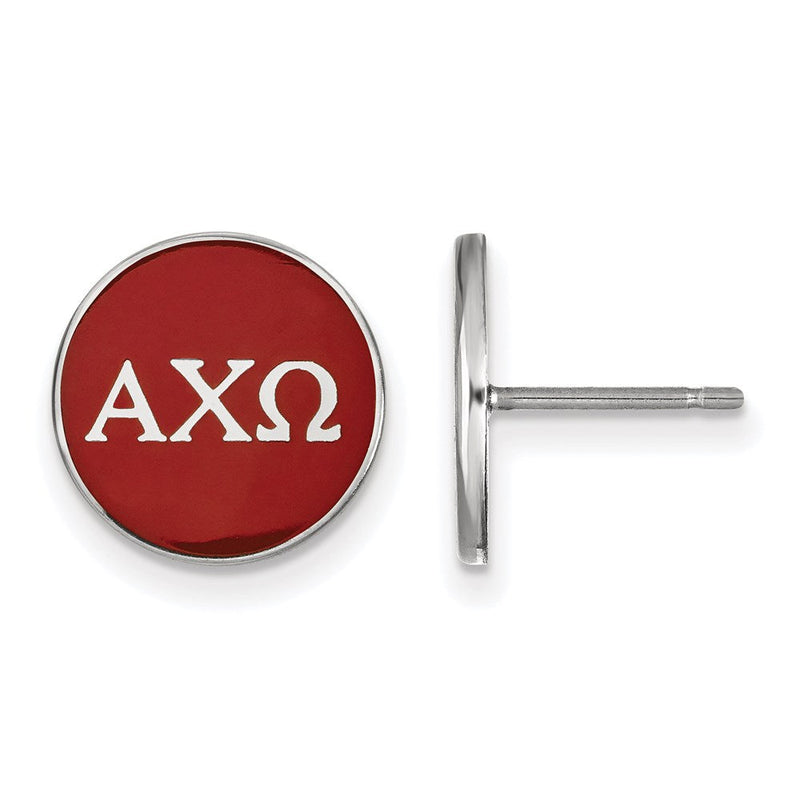 Sterlingsilber Rhodiniert Logoart Alpha Chi Omega Sorority Greek Buchstaben Farbe Emaille Ohrstecker