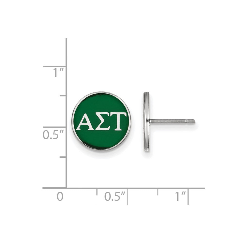Sterlingsilber Rhodiniert Logoart Alpha Sigma Tau Sorority Greek Buchstaben Farbe Emaille Ohrstecker