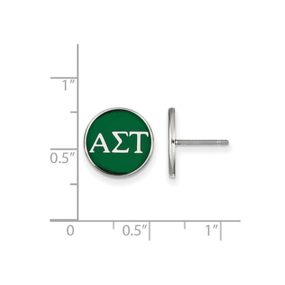 Sterlingsilber Rhodiniert Logoart Alpha Sigma Tau Sorority Greek Buchstaben Farbe Emaille Ohrstecker