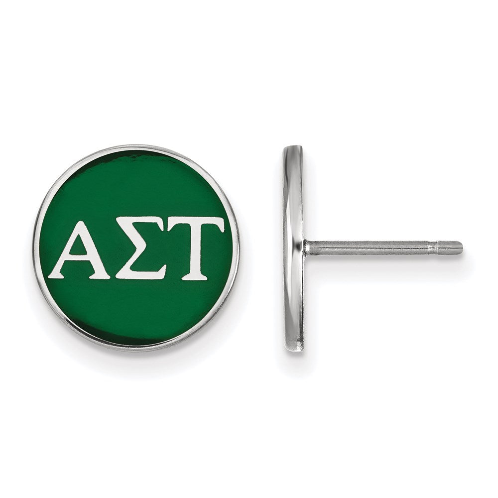 Sterlingsilber Rhodiniert Logoart Alpha Sigma Tau Sorority Greek Buchstaben Farbe Emaille Ohrstecker