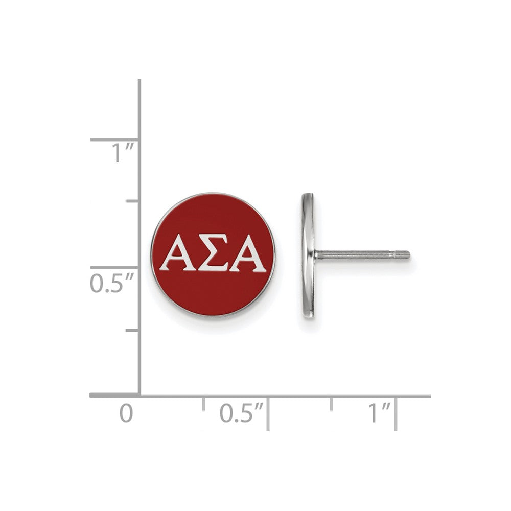 Sterlingsilber Rhodiniert Logoart Alpha Sigma Sorority Greek Buchstaben Farbe Emaille Ohrstecker