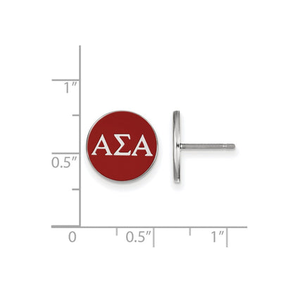 Sterlingsilber Rhodiniert Logoart Alpha Sigma Sorority Greek Buchstaben Farbe Emaille Ohrstecker
