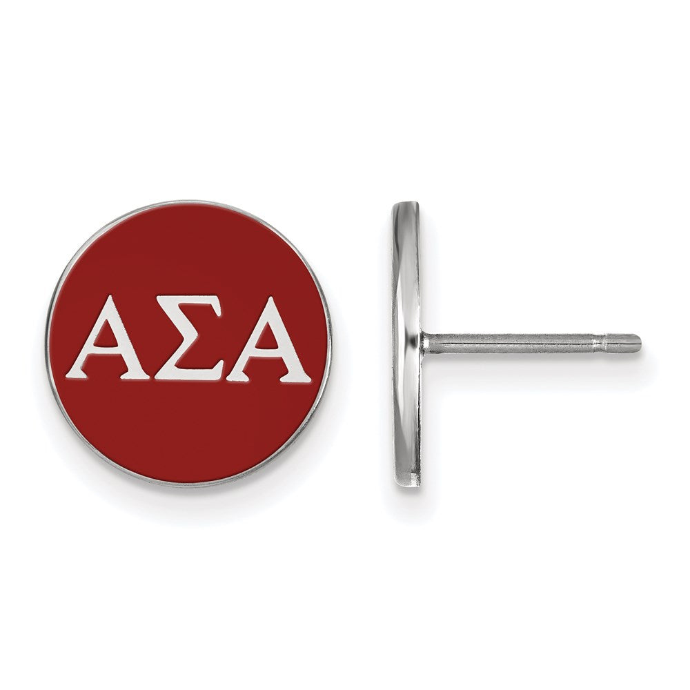Sterlingsilber Rhodiniert Logoart Alpha Sigma Sorority Greek Buchstaben Farbe Emaille Ohrstecker