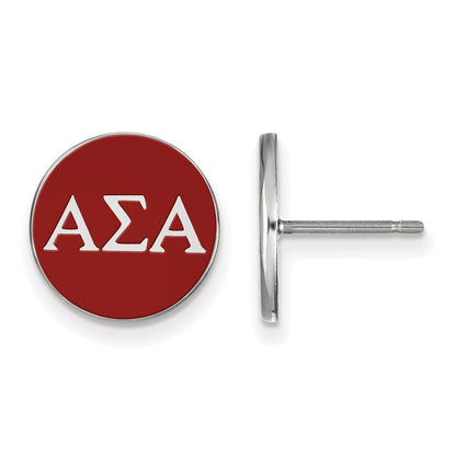 Sterlingsilber Rhodiniert Logoart Alpha Sigma Sorority Greek Buchstaben Farbe Emaille Ohrstecker