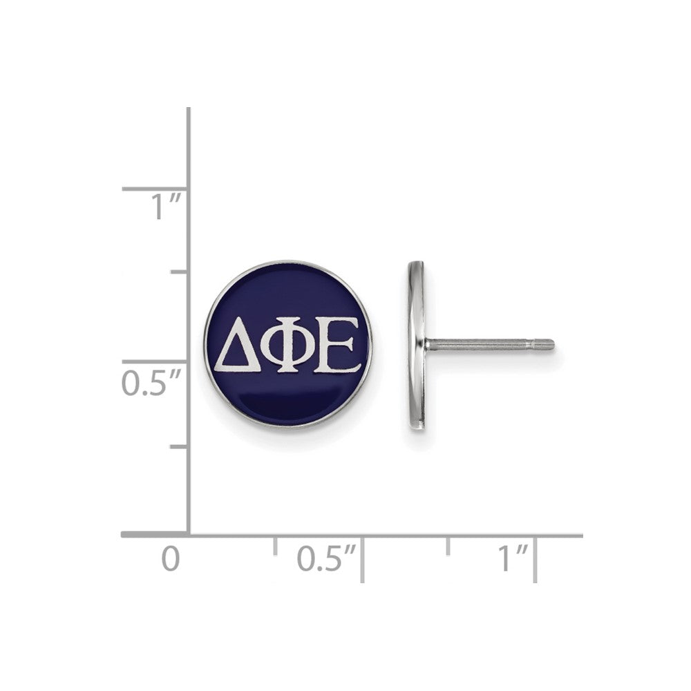 Sterlingsilber Rhodiniert Logoart Delta Phi Epsilon Sorority Greek Buchstaben Farbe Emaille Ohrstecker