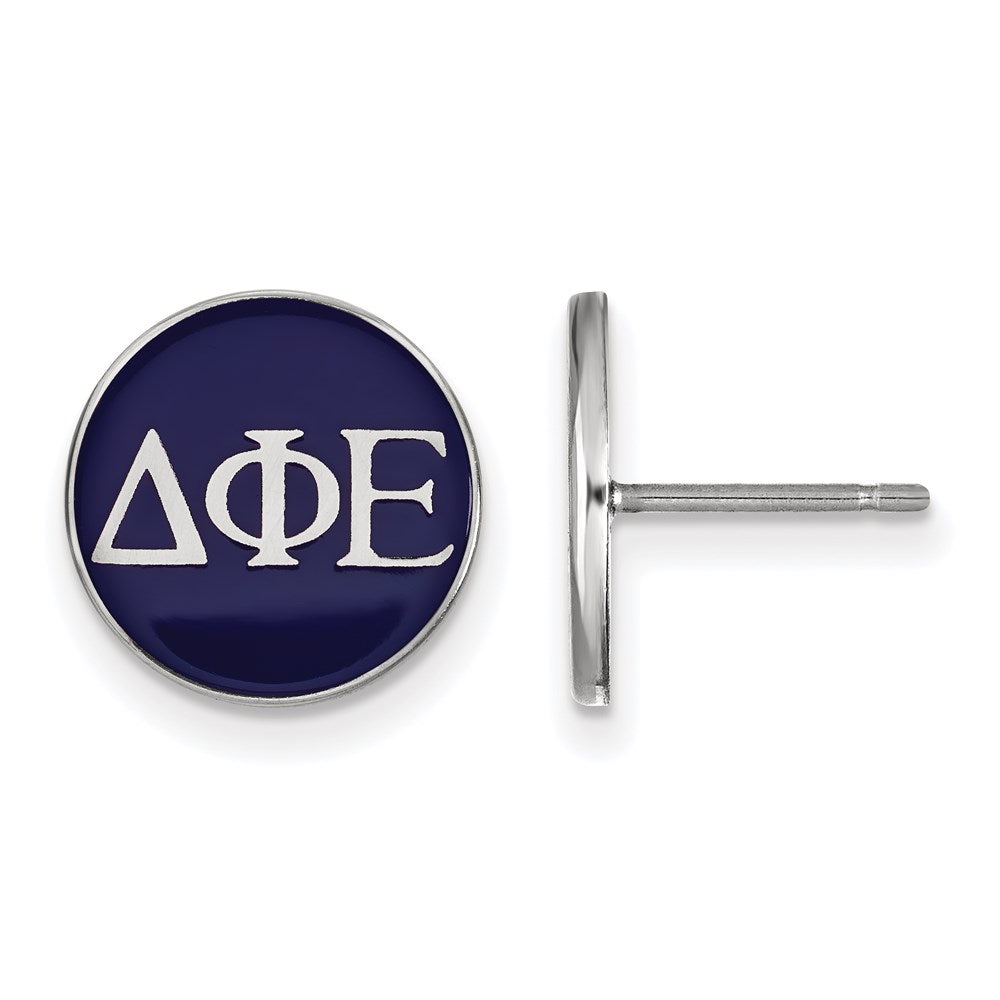 Sterlingsilber Rhodiniert Logoart Delta Phi Epsilon Sorority Greek Buchstaben Farbe Emaille Ohrstecker