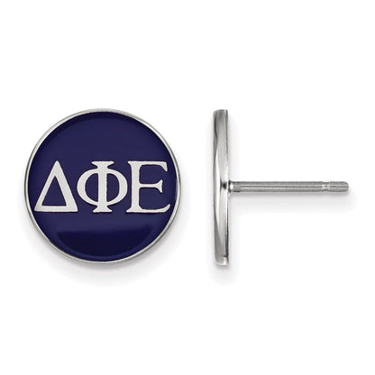 Sterlingsilber Rhodiniert Logoart Delta Phi Epsilon Sorority Greek Buchstaben Farbe Emaille Ohrstecker