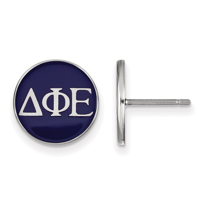 Sterlingsilber Rhodiniert Logoart Delta Phi Epsilon Sorority Greek Buchstaben Farbe Emaille Ohrstecker