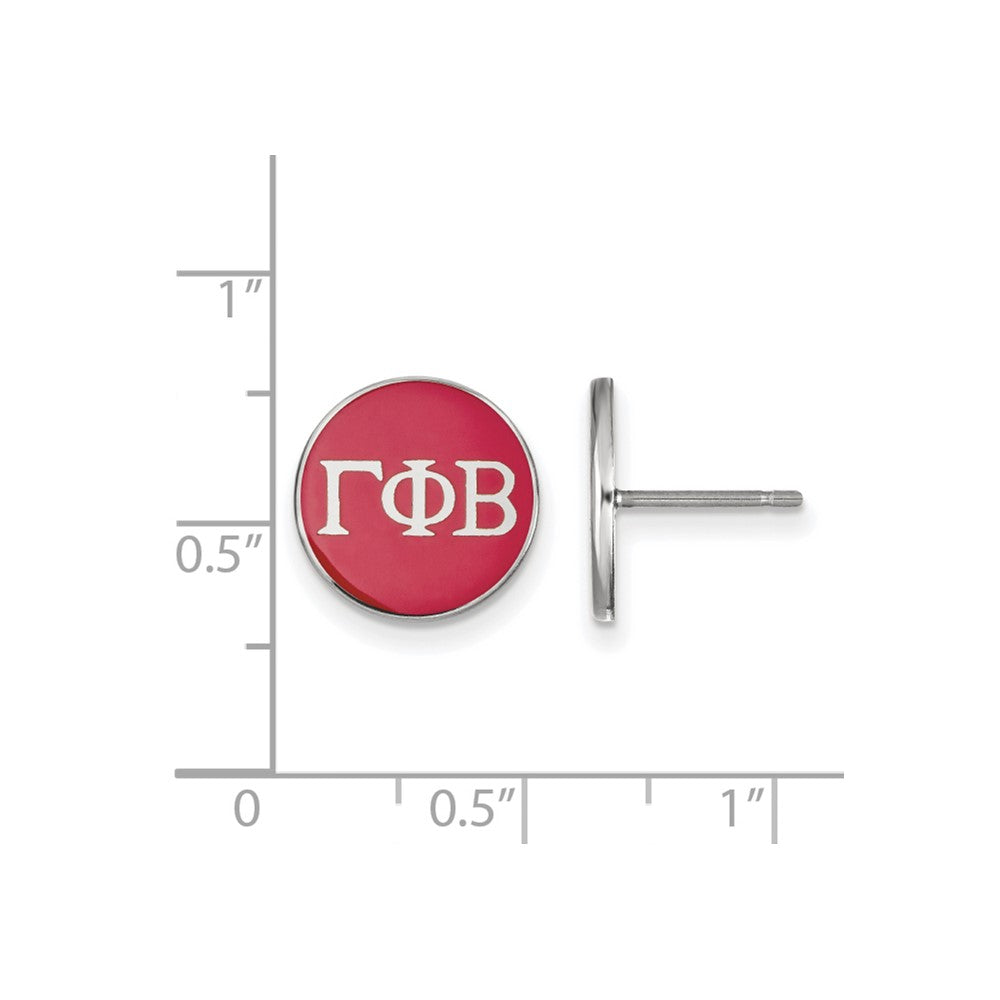 Sterlingsilber Rhodiniert Logoart Gamma Phi Beta Sorority Greek Buchstaben Farbe Emaille Ohrstecker