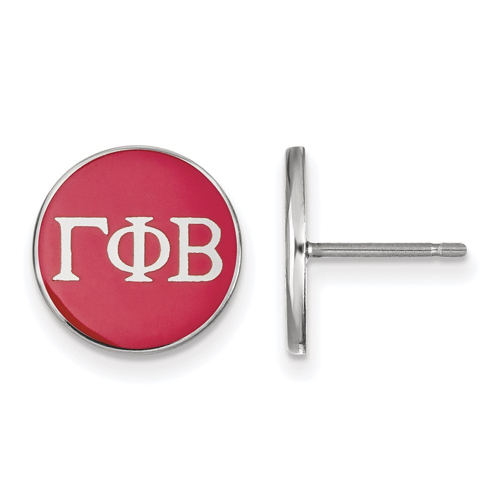 Sterlingsilber Rhodiniert Logoart Gamma Phi Beta Sorority Greek Buchstaben Farbe Emaille Ohrstecker