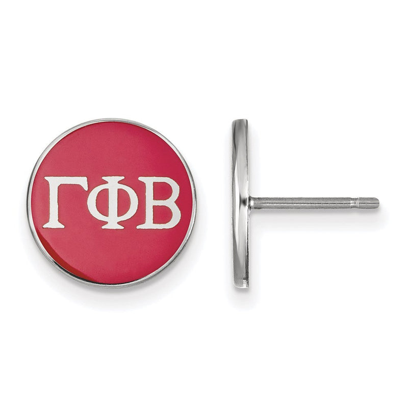 Sterlingsilber Rhodiniert Logoart Gamma Phi Beta Sorority Greek Buchstaben Farbe Emaille Ohrstecker