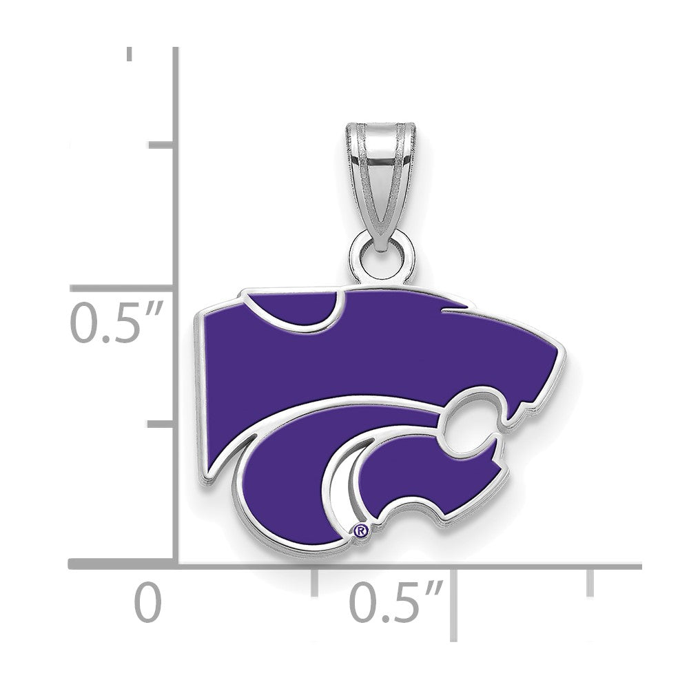 Sterlingsilber Rhodiniert Logoart Kansas State University Wildkatze Klein Emailliert Anhänger