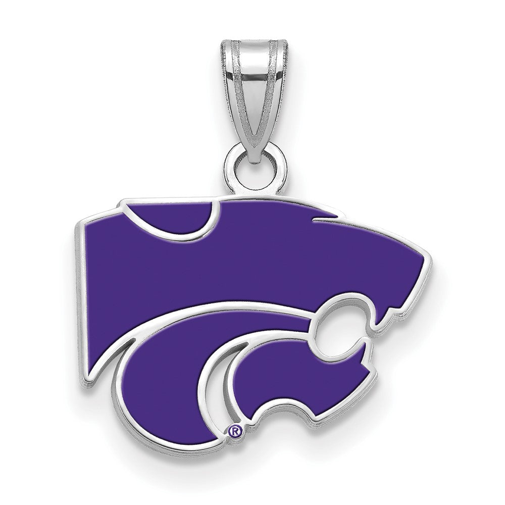 Sterlingsilber Rhodiniert Logoart Kansas State University Wildkatze Klein Emailliert Anhänger