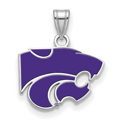 Sterlingsilber Rhodiniert Logoart Kansas State University Wildkatze Klein Emailliert Anhänger