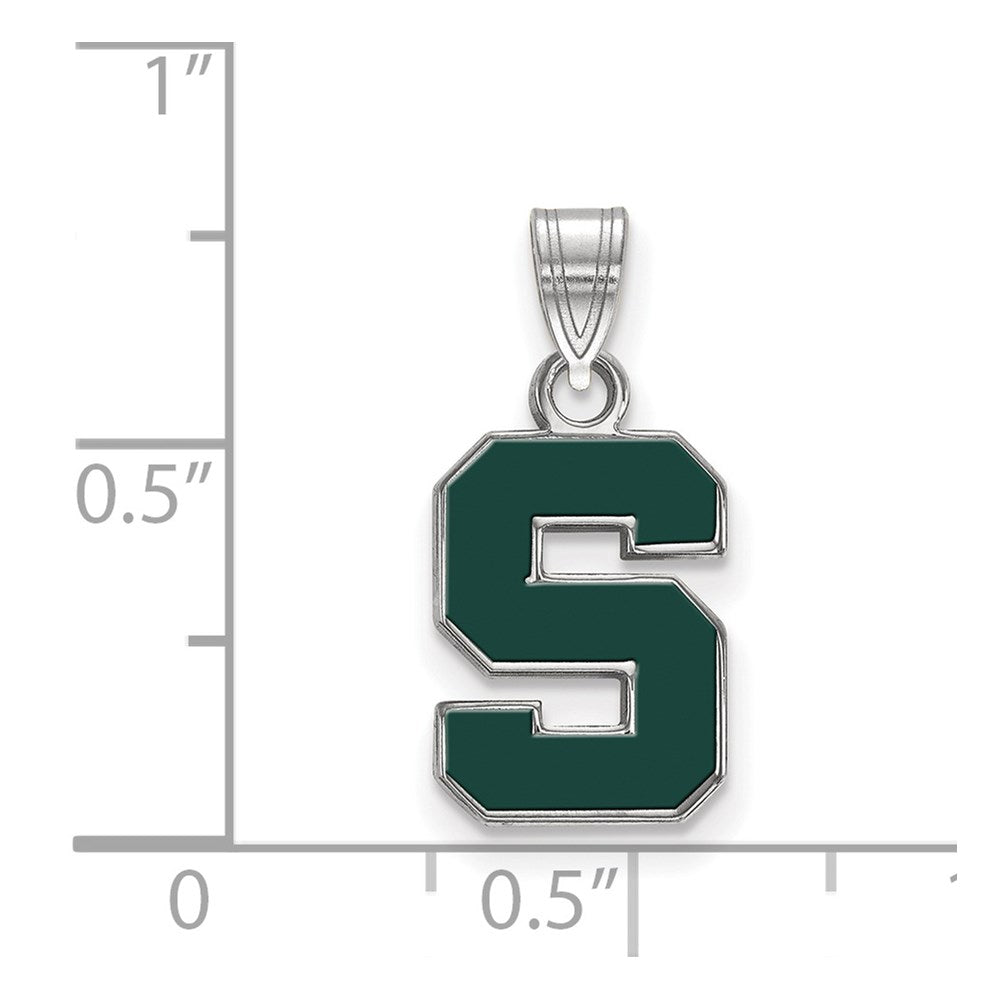 Sterlingsilber Rhodiniert Logoart Michigan State University Buchstabe S Klein Emailliert Anhänger