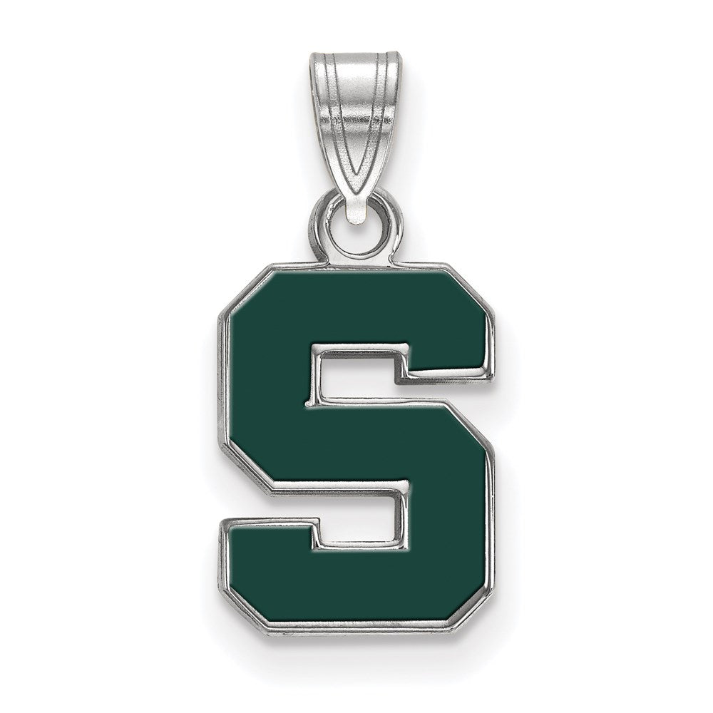 Sterlingsilber Rhodiniert Logoart Michigan State University Buchstabe S Klein Emailliert Anhänger