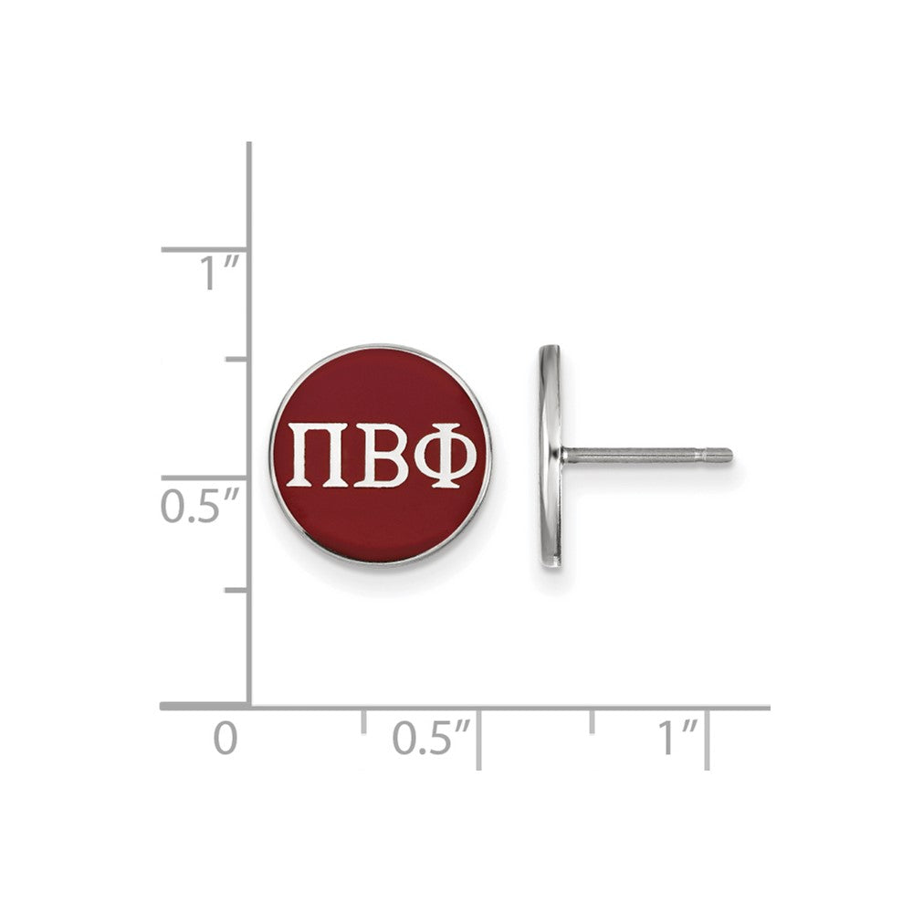 Sterlingsilber Rhodiniert Logoart Pi Beta Phi Sorority Greek Buchstaben Farbe Emaille Ohrstecker