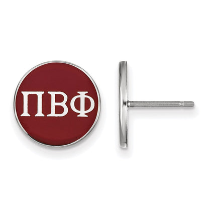 Sterlingsilber Rhodiniert Logoart Pi Beta Phi Sorority Greek Buchstaben Farbe Emaille Ohrstecker