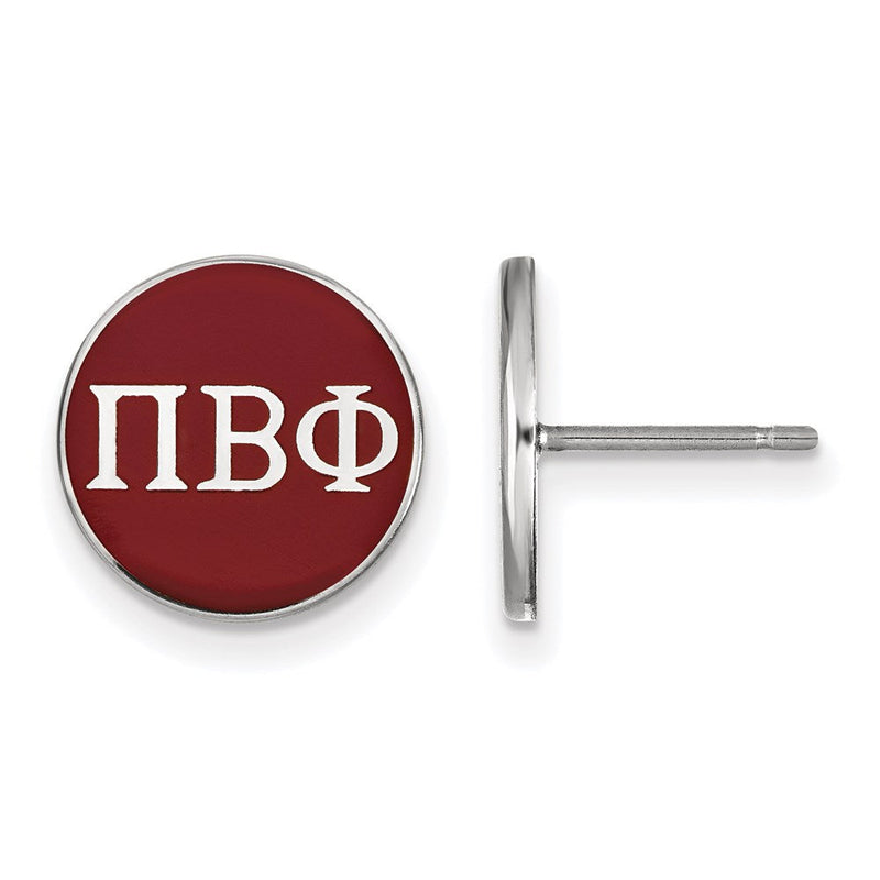 Sterlingsilber Rhodiniert Logoart Pi Beta Phi Sorority Greek Buchstaben Farbe Emaille Ohrstecker