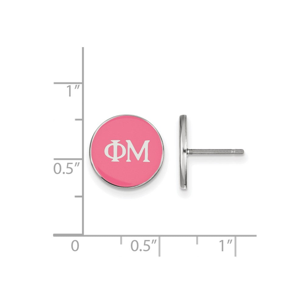 Sterlingsilber Rhodiniert Logoart Phi Mu Sorority Greek Buchstaben Farbe Emaille Ohrstecker
