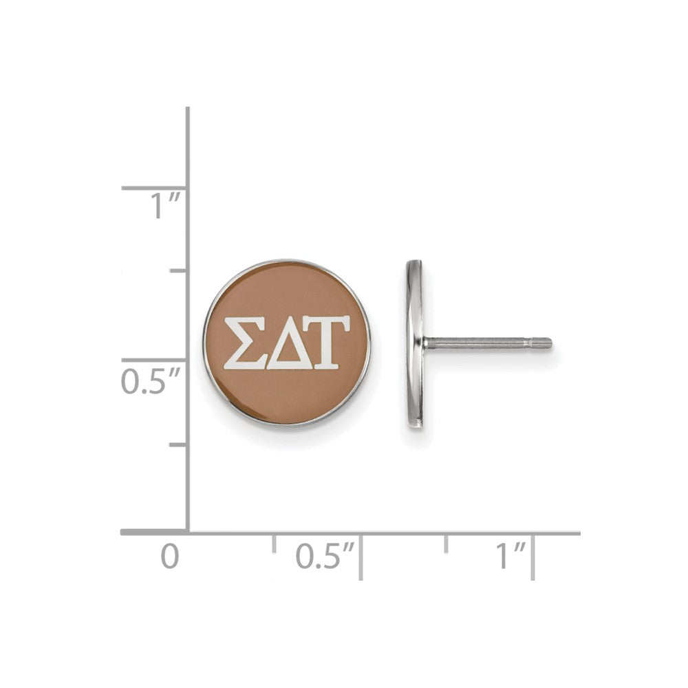 Sterlingsilber Rhodiniert Logoart Sigma Delta Tau Sorority Greek Buchstaben Farbe Emaille Ohrstecker