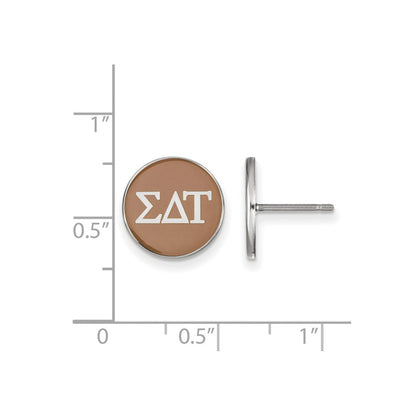 Sterlingsilber Rhodiniert Logoart Sigma Delta Tau Sorority Greek Buchstaben Farbe Emaille Ohrstecker