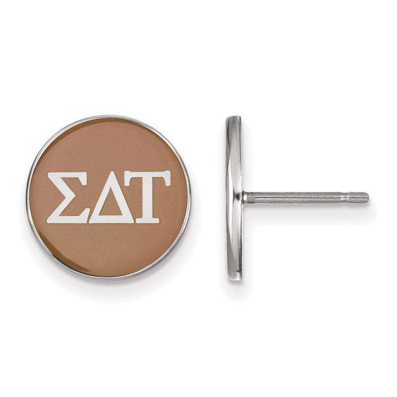 Sterlingsilber Rhodiniert Logoart Sigma Delta Tau Sorority Greek Buchstaben Farbe Emaille Ohrstecker
