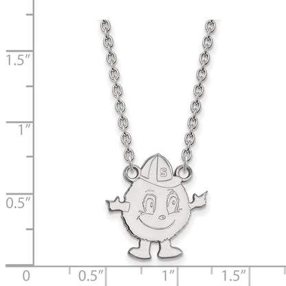 Sterlingsilber Rhodiniert Logoart Syracuse University Mascot Groß Anhänger 18 Zoll Halskette