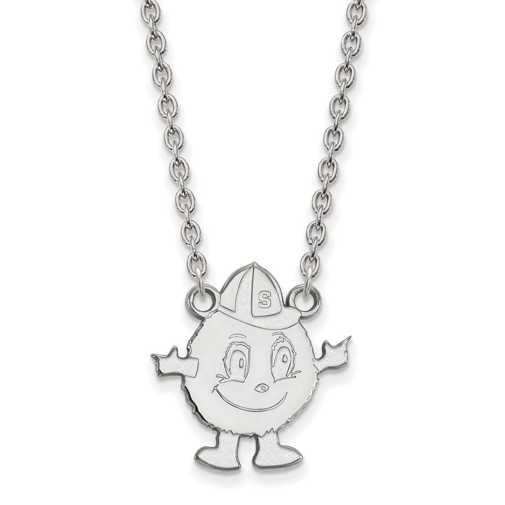 Sterlingsilber Rhodiniert Logoart Syracuse University Mascot Groß Anhänger 18 Zoll Halskette