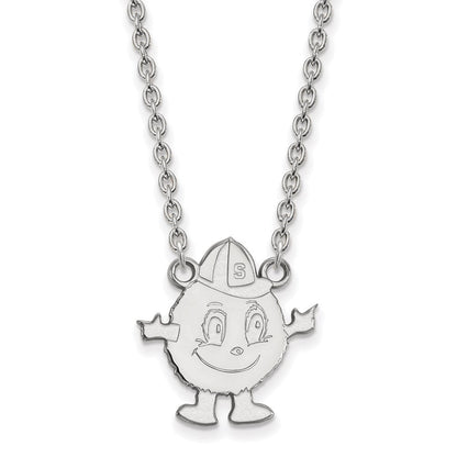 Sterlingsilber Rhodiniert Logoart Syracuse University Mascot Groß Anhänger 18 Zoll Halskette