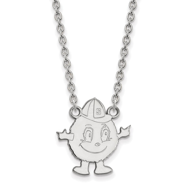 Sterlingsilber Rhodiniert Logoart Syracuse University Mascot Groß Anhänger 18 Zoll Halskette