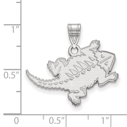 Sterlingsilber Rhodiniert Logoart Texas Christlich University Gehörnt Frosch Groß Anhänger