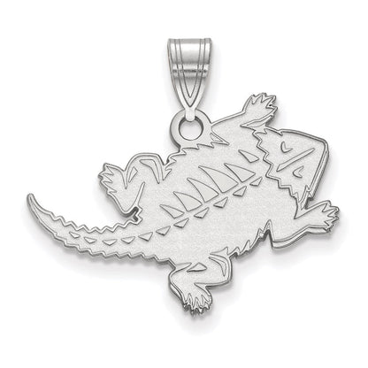 Sterlingsilber Rhodiniert Logoart Texas Christlich University Gehörnt Frosch Groß Anhänger