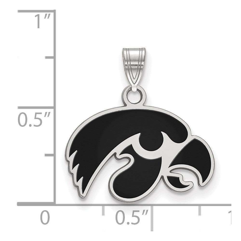 Sterlingsilber Rhodiniert Logoart University Of Iowa Hawk Klein Emailliert Anhänger