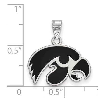 Sterlingsilber Rhodiniert Logoart University Of Iowa Hawk Klein Emailliert Anhänger