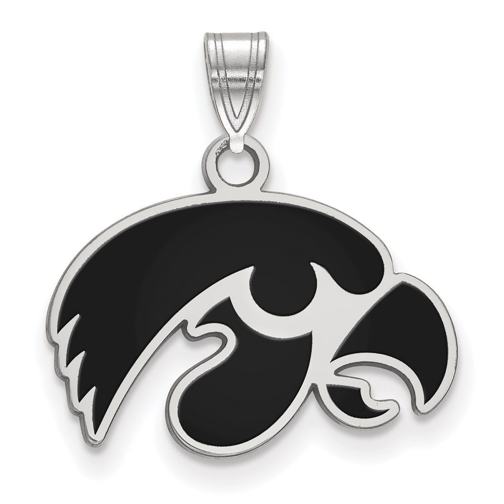 Sterlingsilber Rhodiniert Logoart University Of Iowa Hawk Klein Emailliert Anhänger