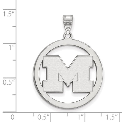 Sterlingsilber Rhodiniert Logoart University Of Michigan Buchstabe M Extra Groß Kreis Anhänger