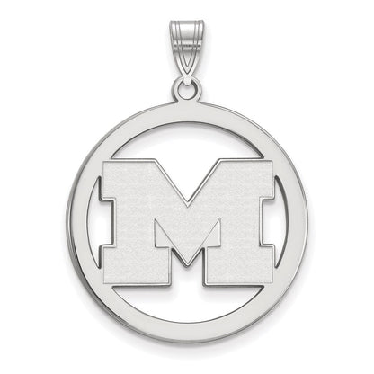 Sterlingsilber Rhodiniert Logoart University Of Michigan Buchstabe M Extra Groß Kreis Anhänger