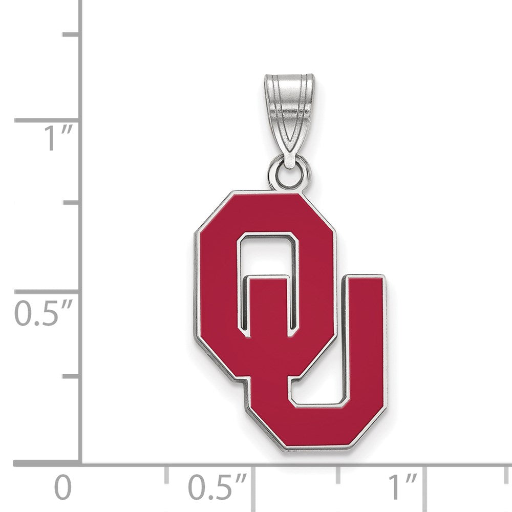 Sterlingsilber Rhodiniert Logoart University Of Oklahoma O U Groß Emailliert Anhänger