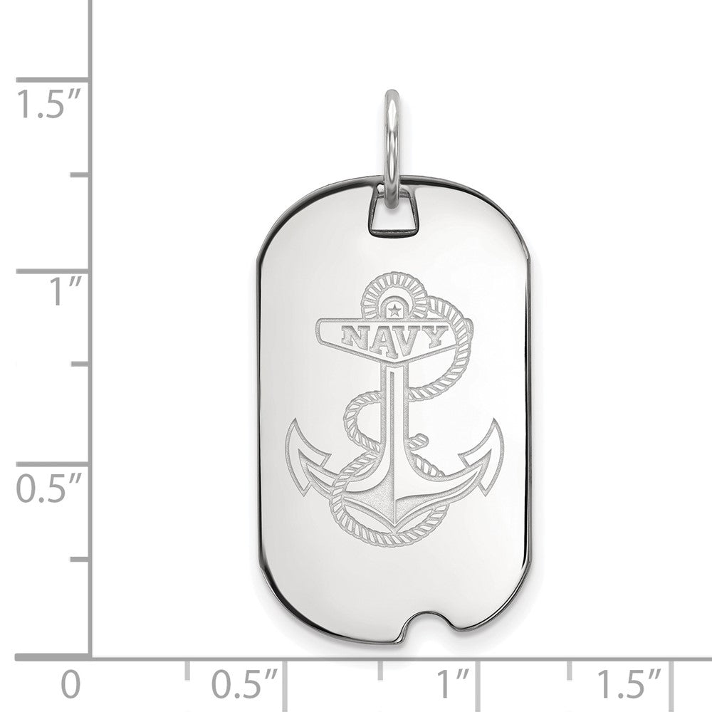 10K Weißgold Logoart Us Naval Akademie Anker Klein Erkennungsmarke Anhänger
