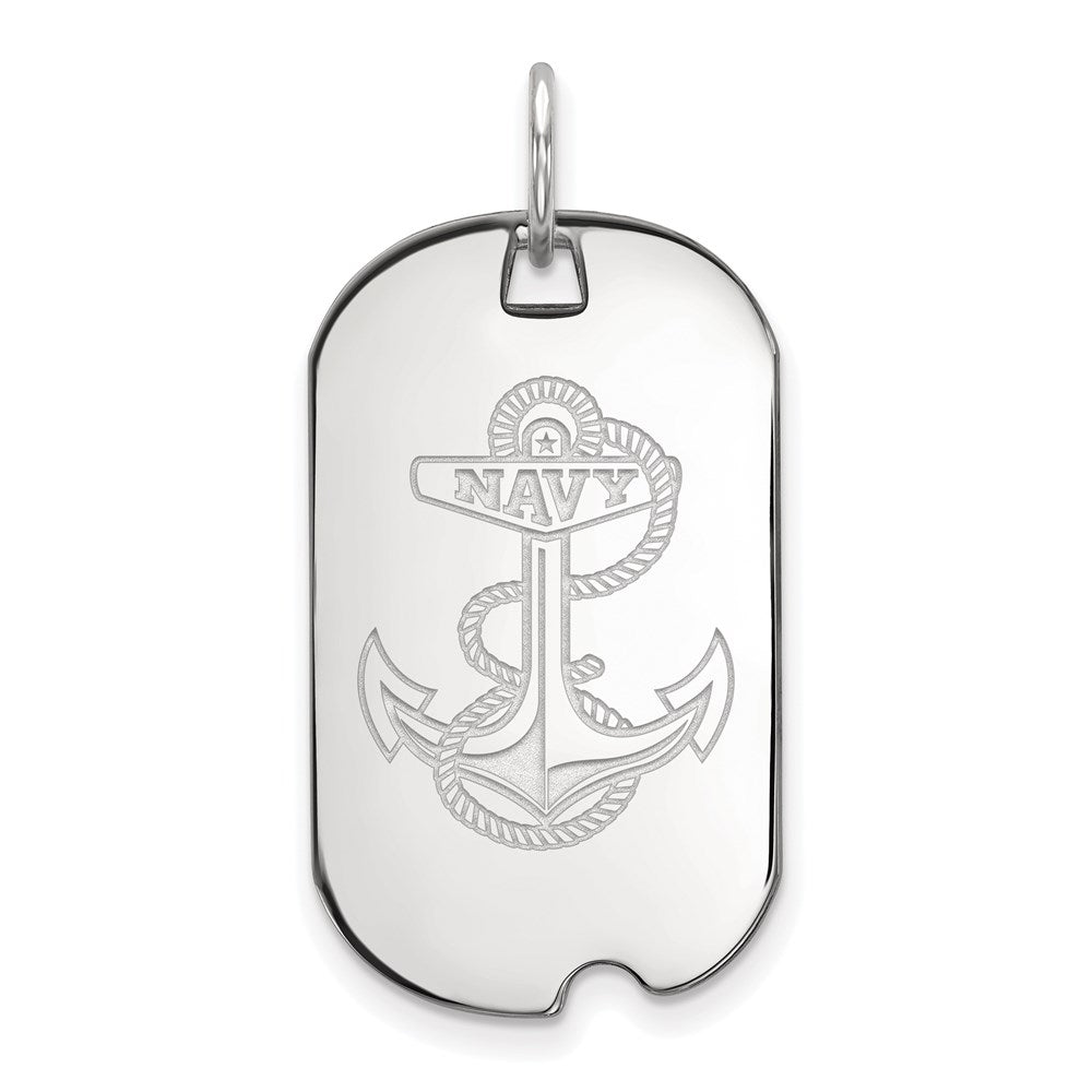 10K Weißgold Logoart Us Naval Akademie Anker Klein Erkennungsmarke Anhänger