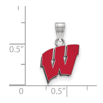 Sterlingsilber Rhodiniert Logoart University Of Wisconsin Buchstabe W Klein Emailliert Anhänger