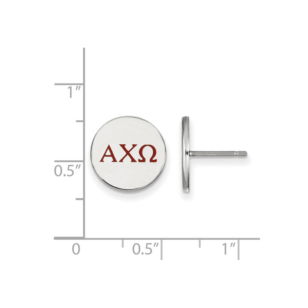 Sterlingsilber Rhodiniert Logoart Alpha Chi Omega Sorority Greek Buchstaben Farbe Emaille Ohrstecker