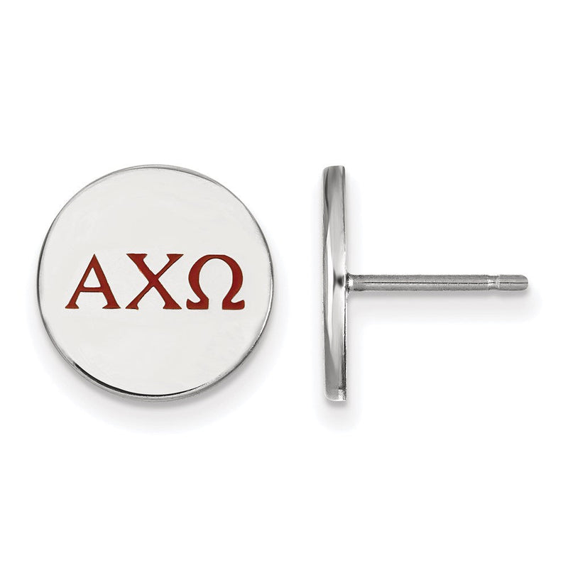 Sterlingsilber Rhodiniert Logoart Alpha Chi Omega Sorority Greek Buchstaben Farbe Emaille Ohrstecker